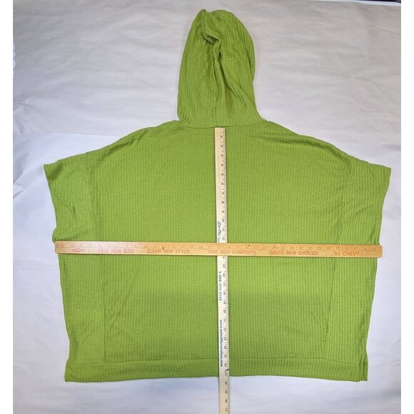 Blumin No Sleeve Hoodie Waffle Pullover Pockets Green Womens Oversized - Picture 7 of 7